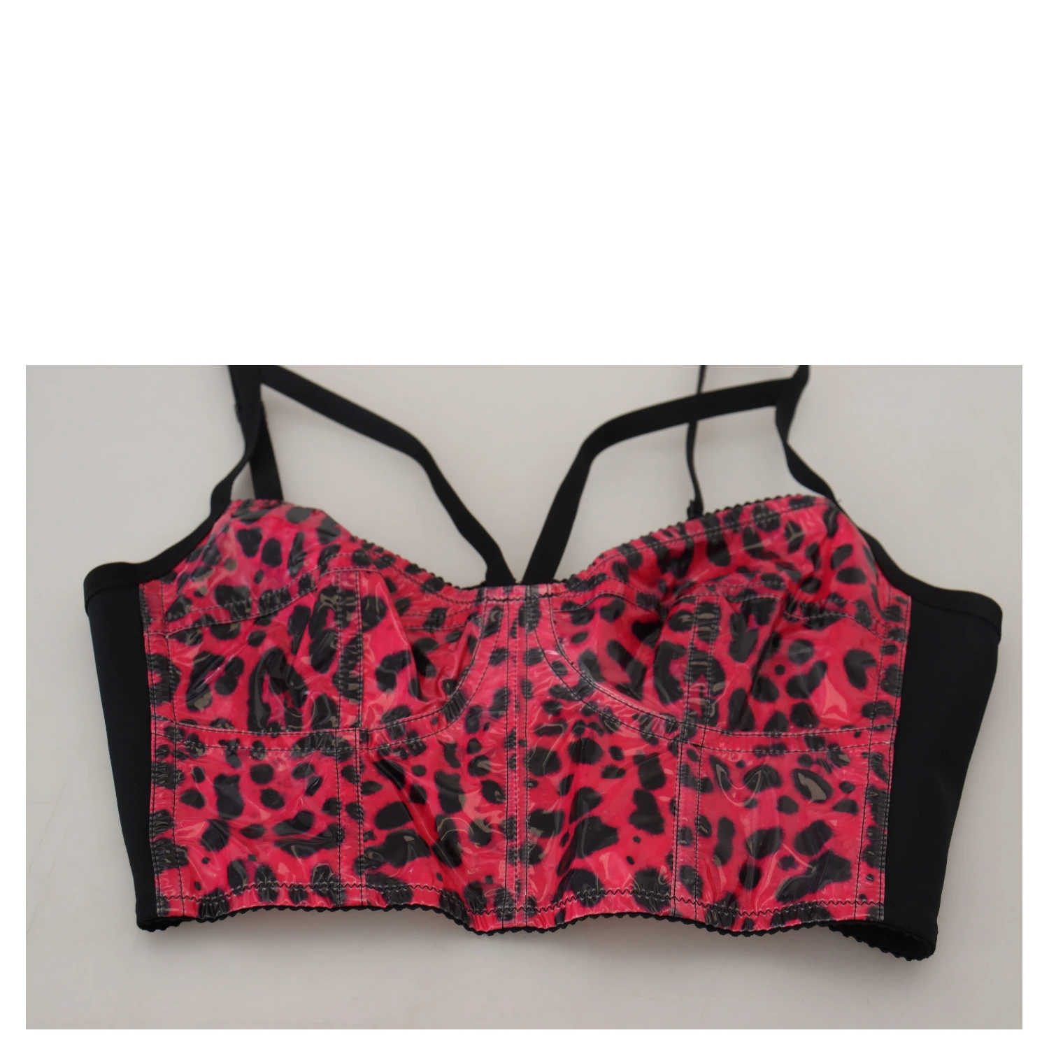 Pink Leopard Print Cropped Bustier Corset Top