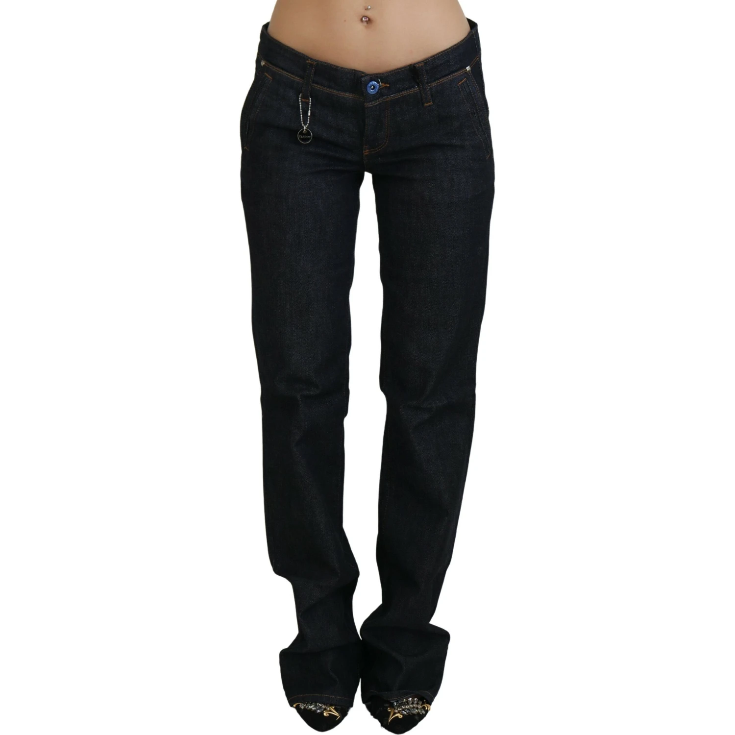 Blue Low Waist Straight Denim Pants Jeans