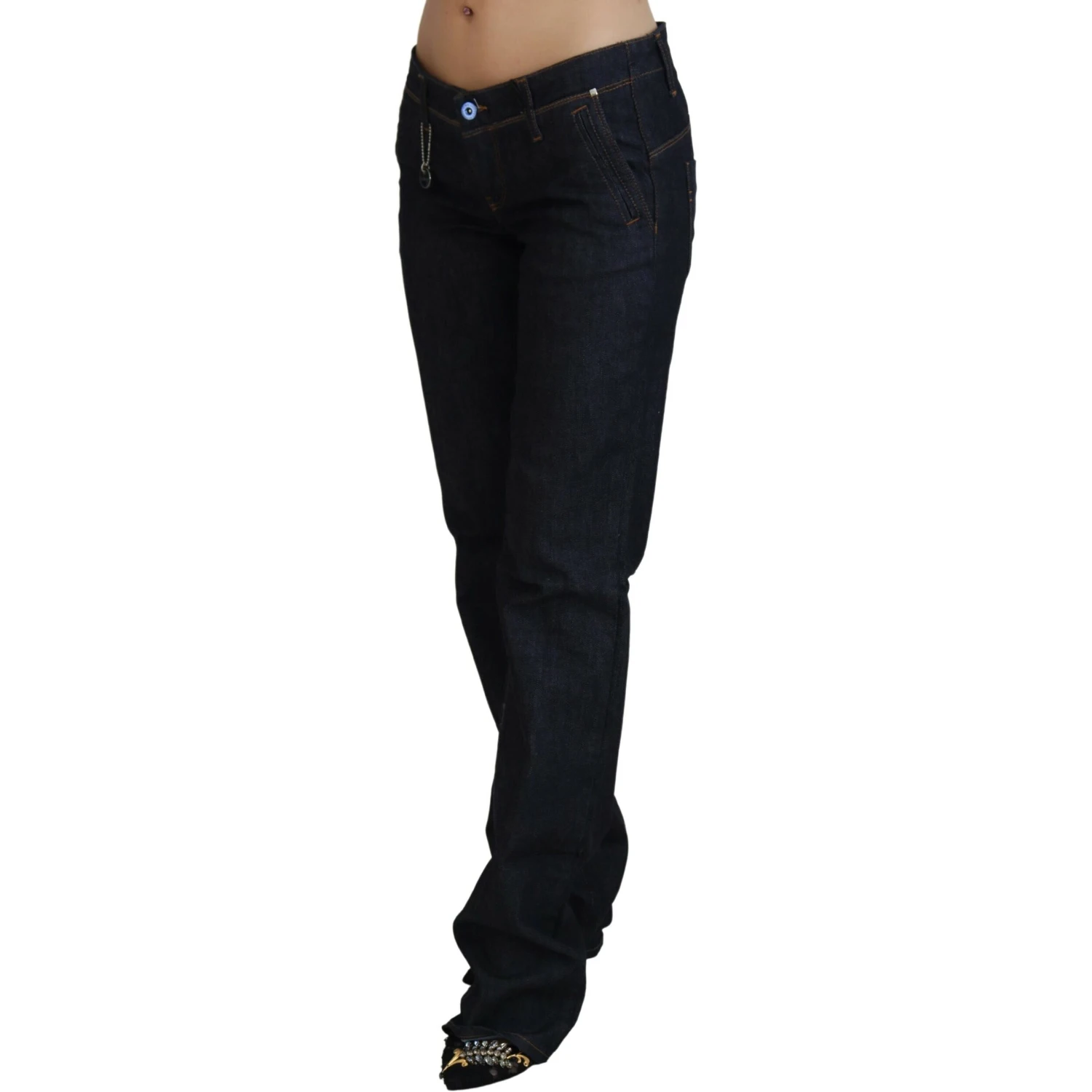 Blue Low Waist Straight Denim Pants Jeans