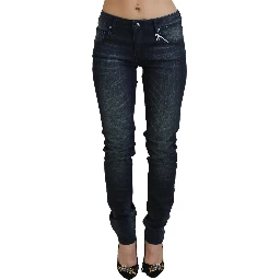 Blue Washed Low Waist Slim Fit Cotton Denim Jeans