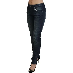 Blue Washed Low Waist Slim Fit Cotton Denim Jeans