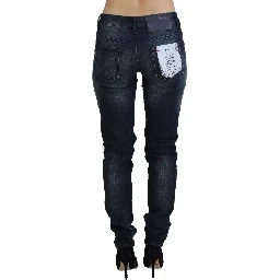 Blue Washed Low Waist Slim Fit Cotton Denim Jeans