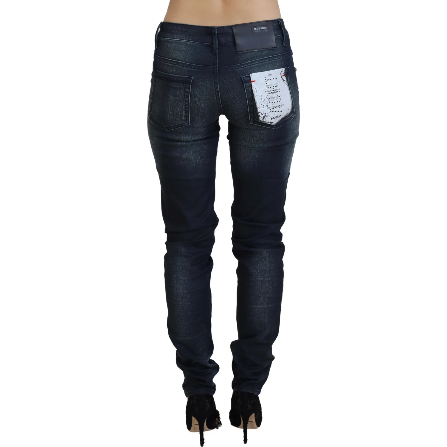 Blue Washed Low Waist Slim Fit Cotton Denim Jeans
