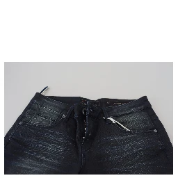 Blue Washed Low Waist Slim Fit Cotton Denim Jeans