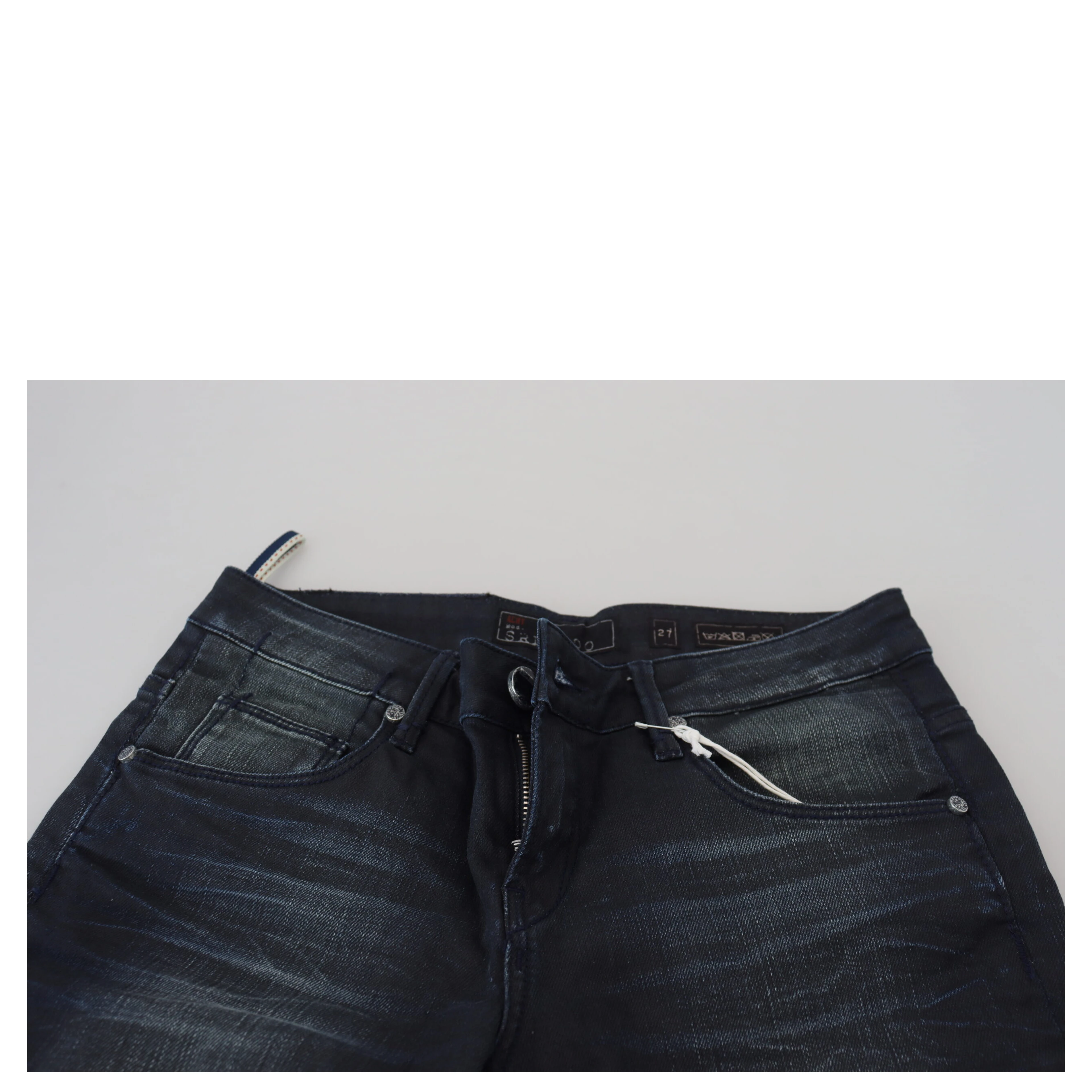Blue Washed Low Waist Slim Fit Cotton Denim Jeans