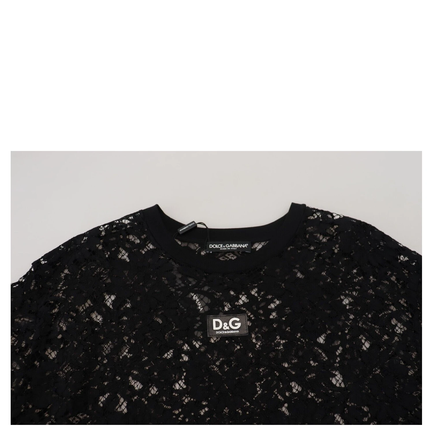 Black Floral Lace Cotton Shift Mini Dress