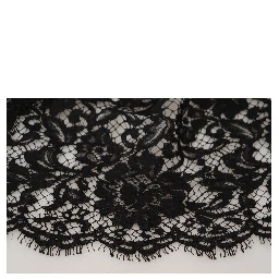 Black Floral Lace Cotton Shift Mini Dress