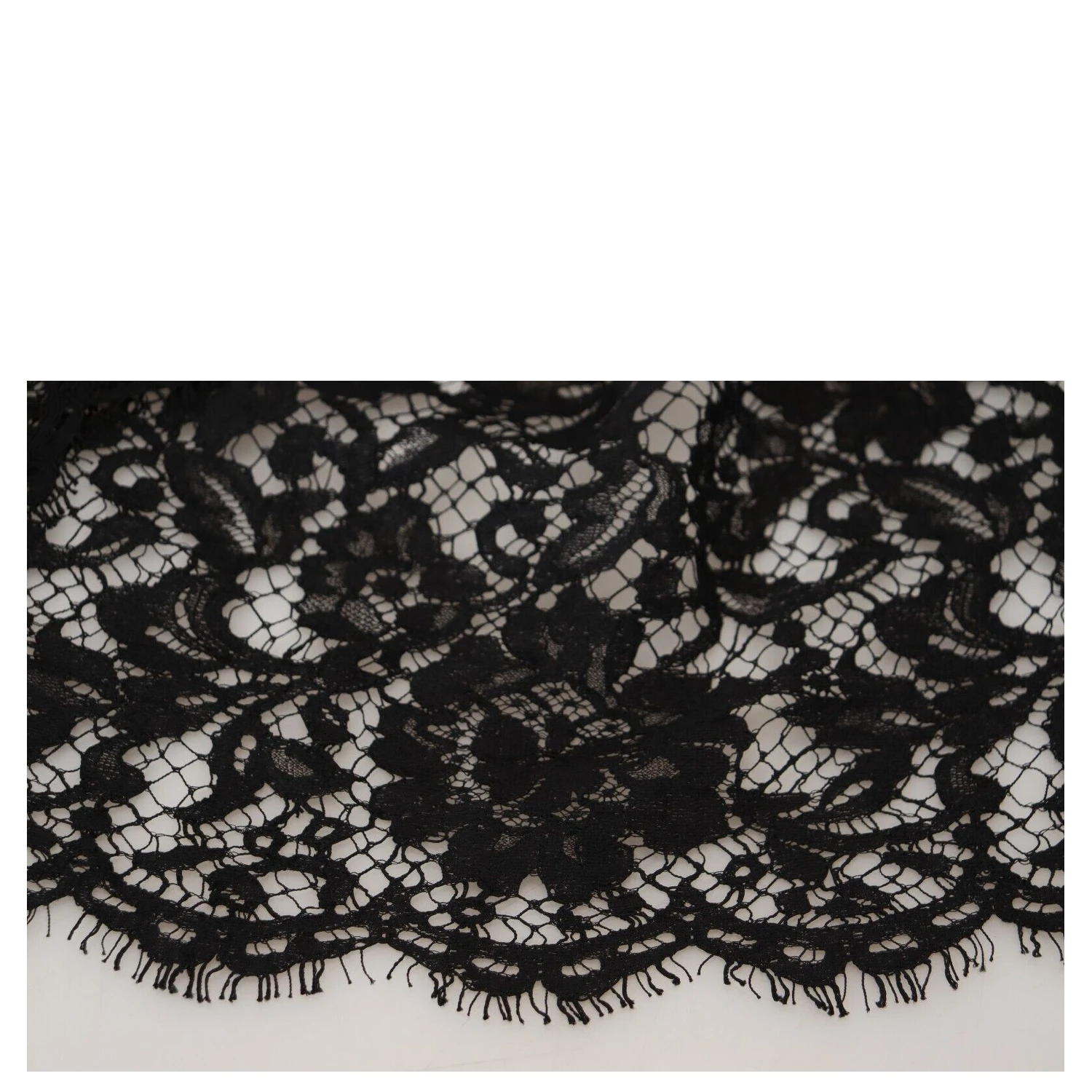 Black Floral Lace Cotton Shift Mini Dress
