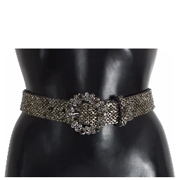 Multicolor Wide Crystal Buckle Sequined Belt