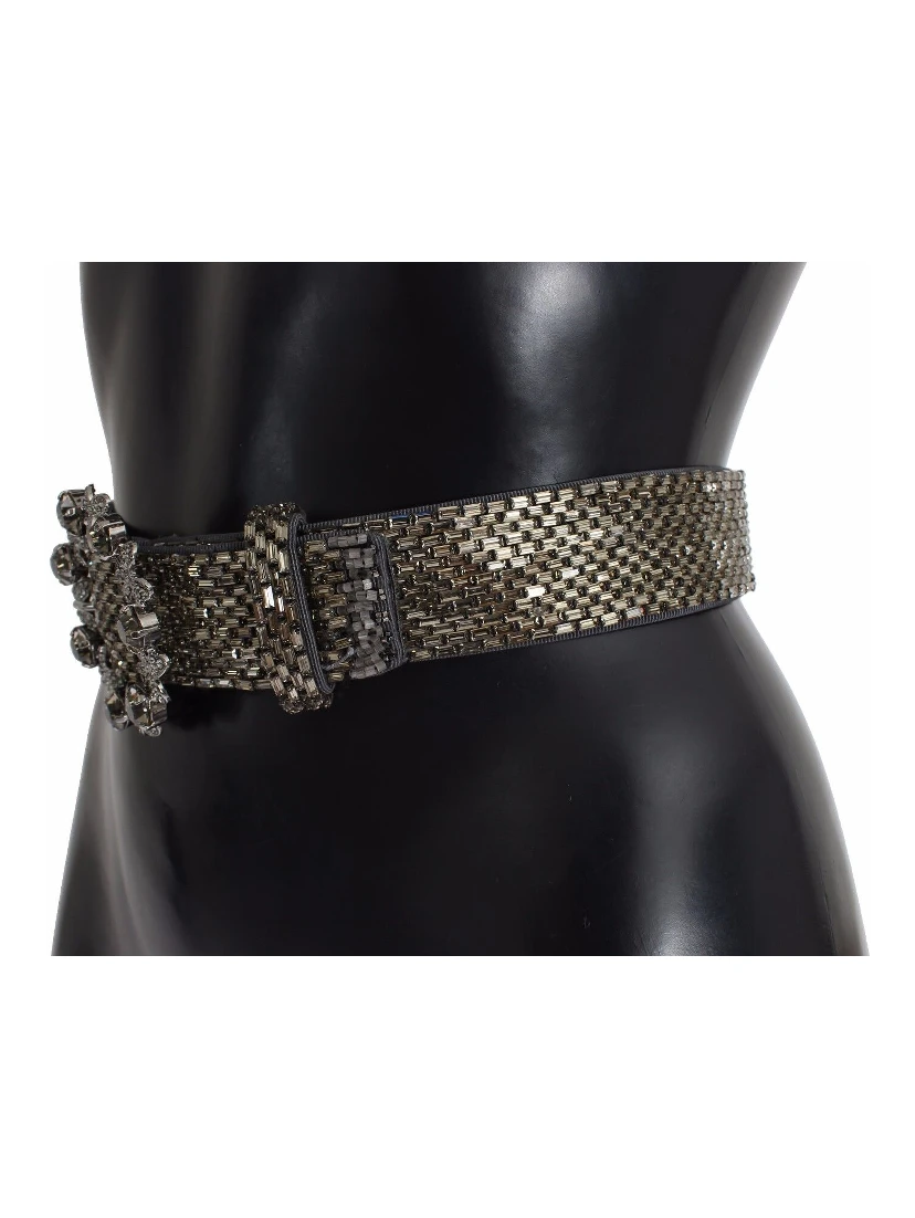 Multicolor Wide Crystal Buckle Sequined Belt