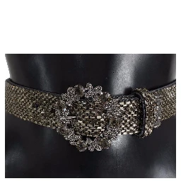 Multicolor Wide Crystal Buckle Sequined Belt