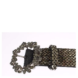 Multicolor Wide Crystal Buckle Sequined Belt