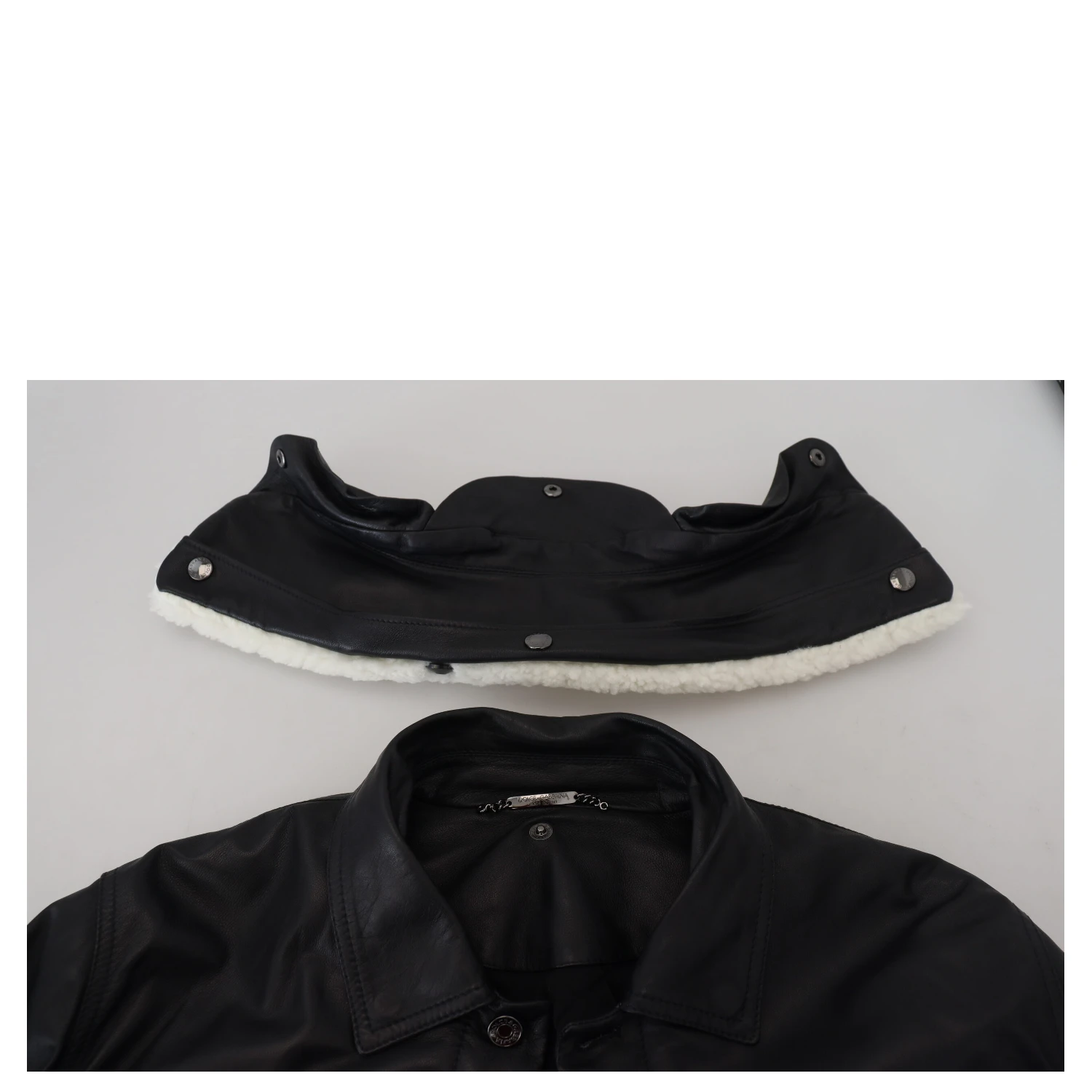 Black Lamb Leather Collared Men Coat Jacket