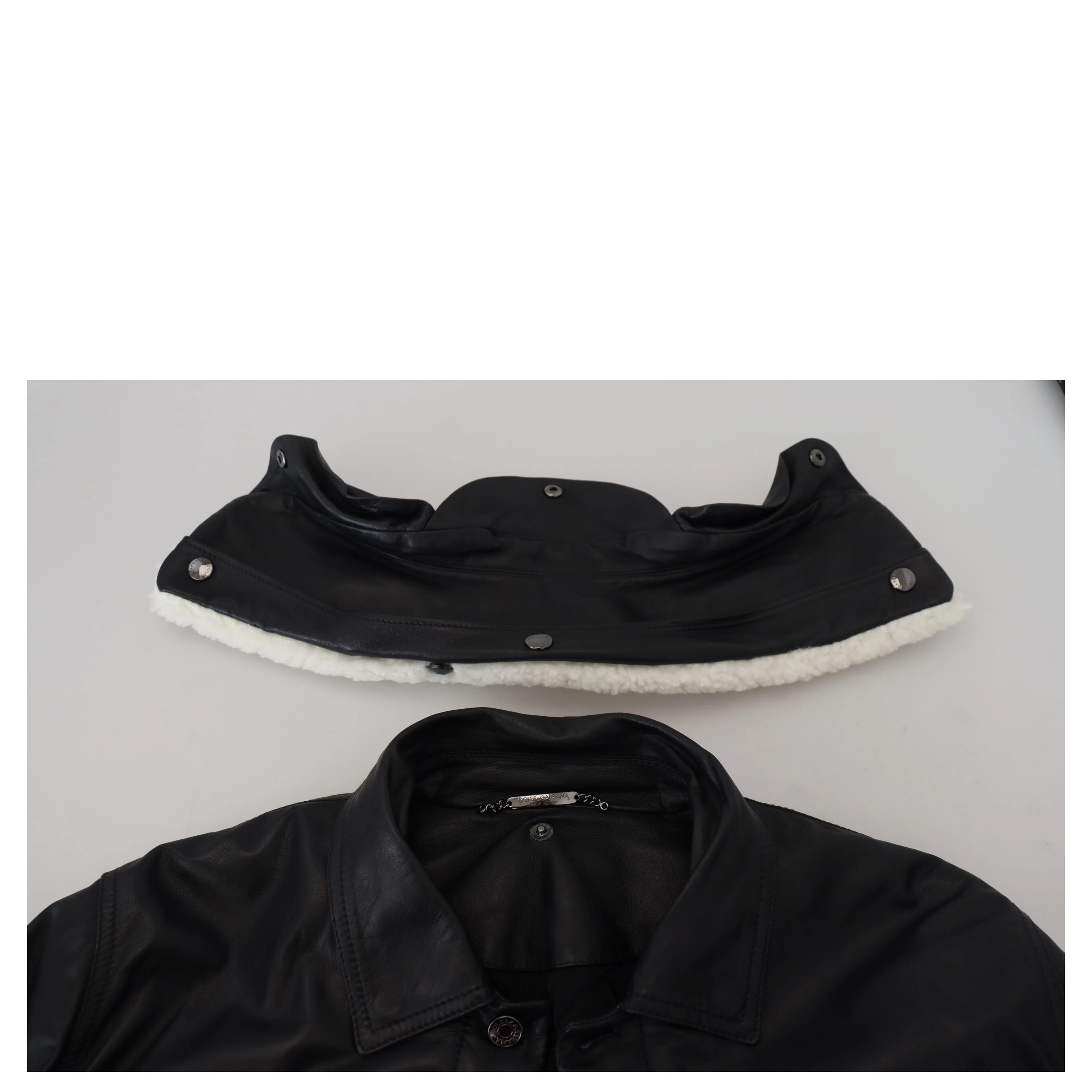 Black Lamb Leather Collared Men Coat Jacket