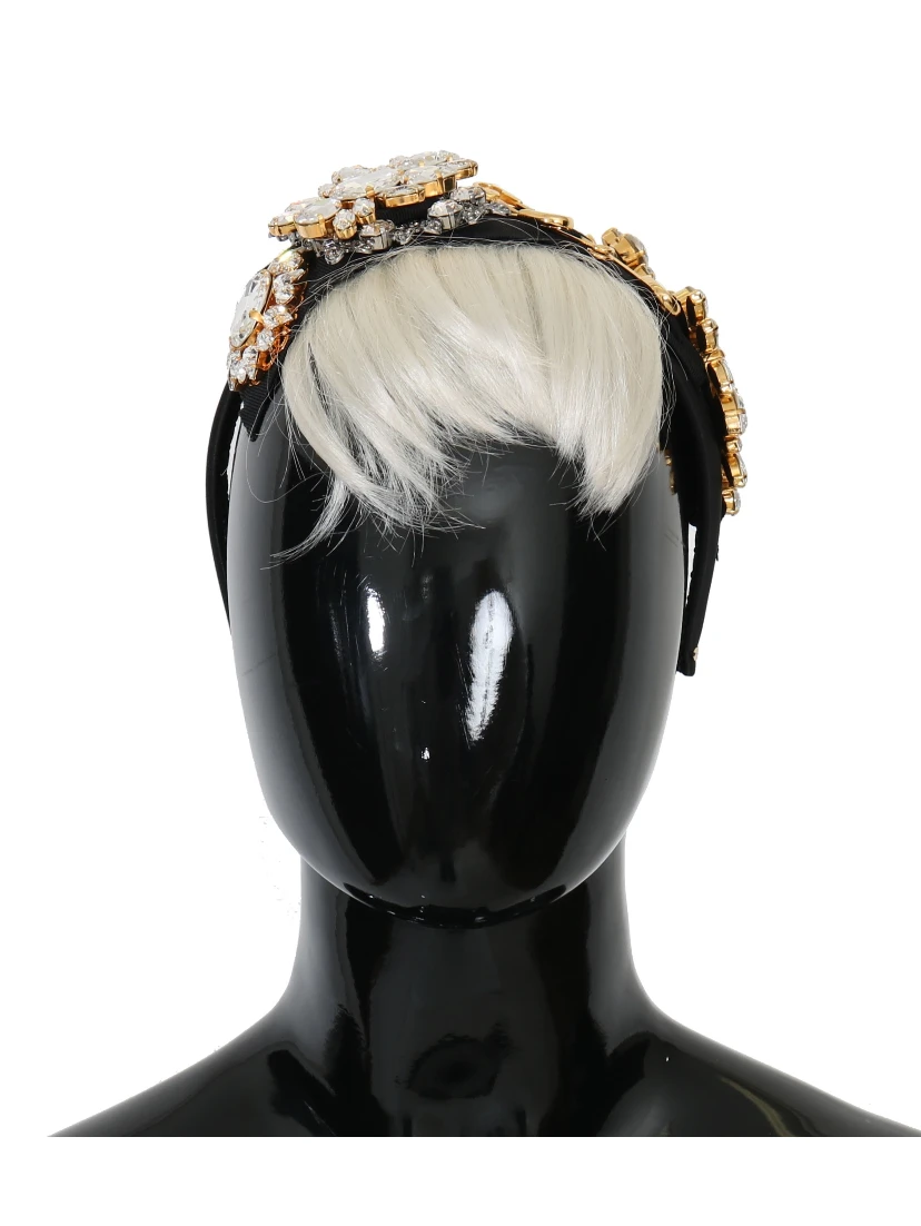 Black Crystal White Hair Parrucchiera Headband Diadem