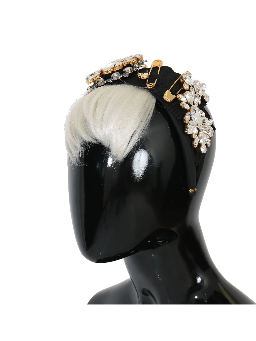 Black Crystal White Hair Parrucchiera Headband Diadem