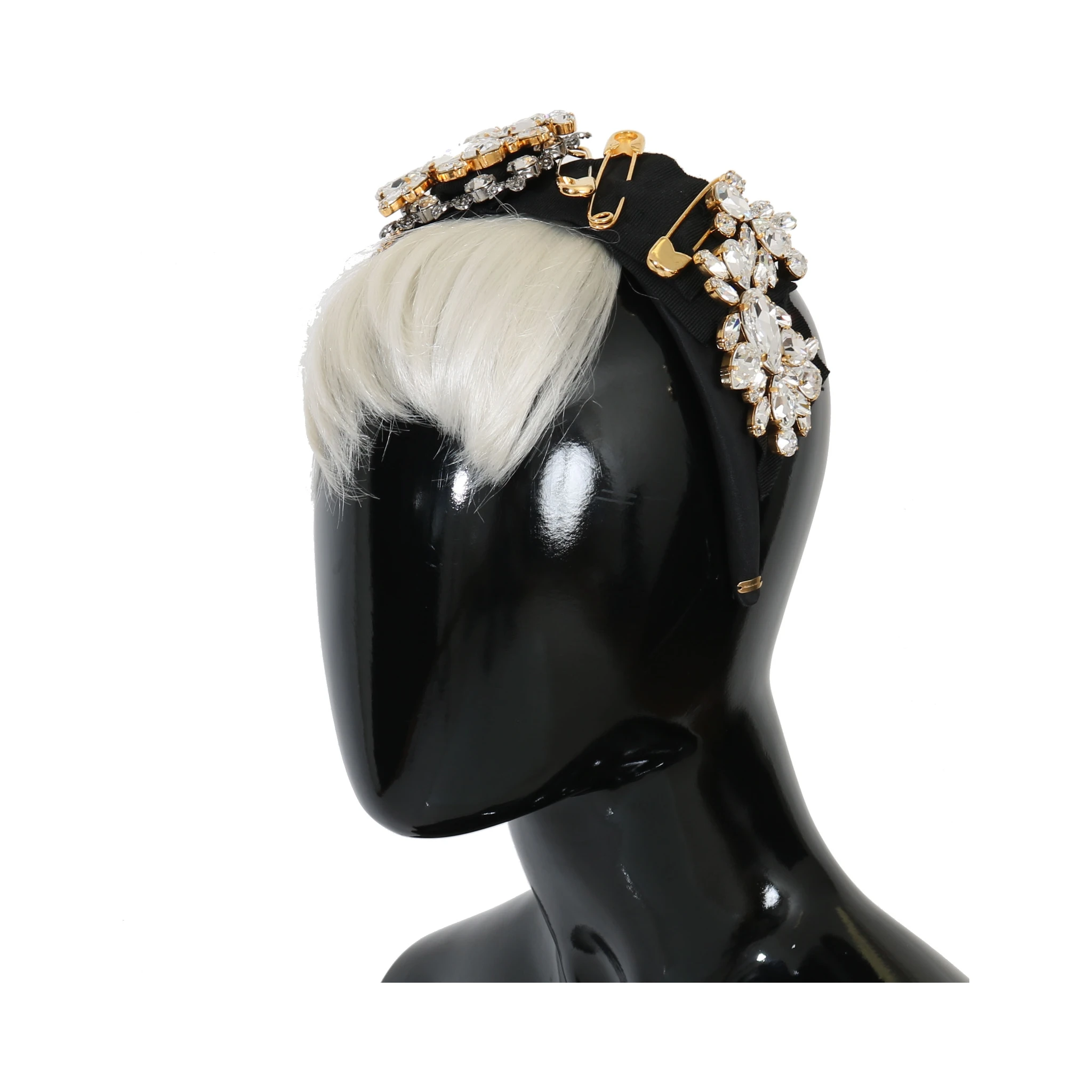 Black Crystal White Hair Parrucchiera Headband Diadem
