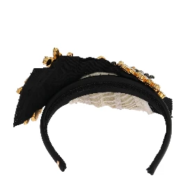 Black Crystal White Hair Parrucchiera Headband Diadem