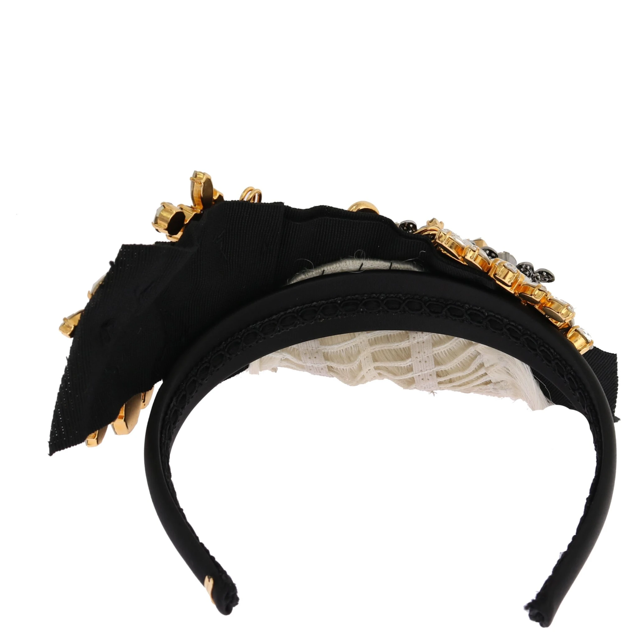 Black Crystal White Hair Parrucchiera Headband Diadem