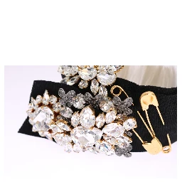 Black Crystal White Hair Parrucchiera Headband Diadem