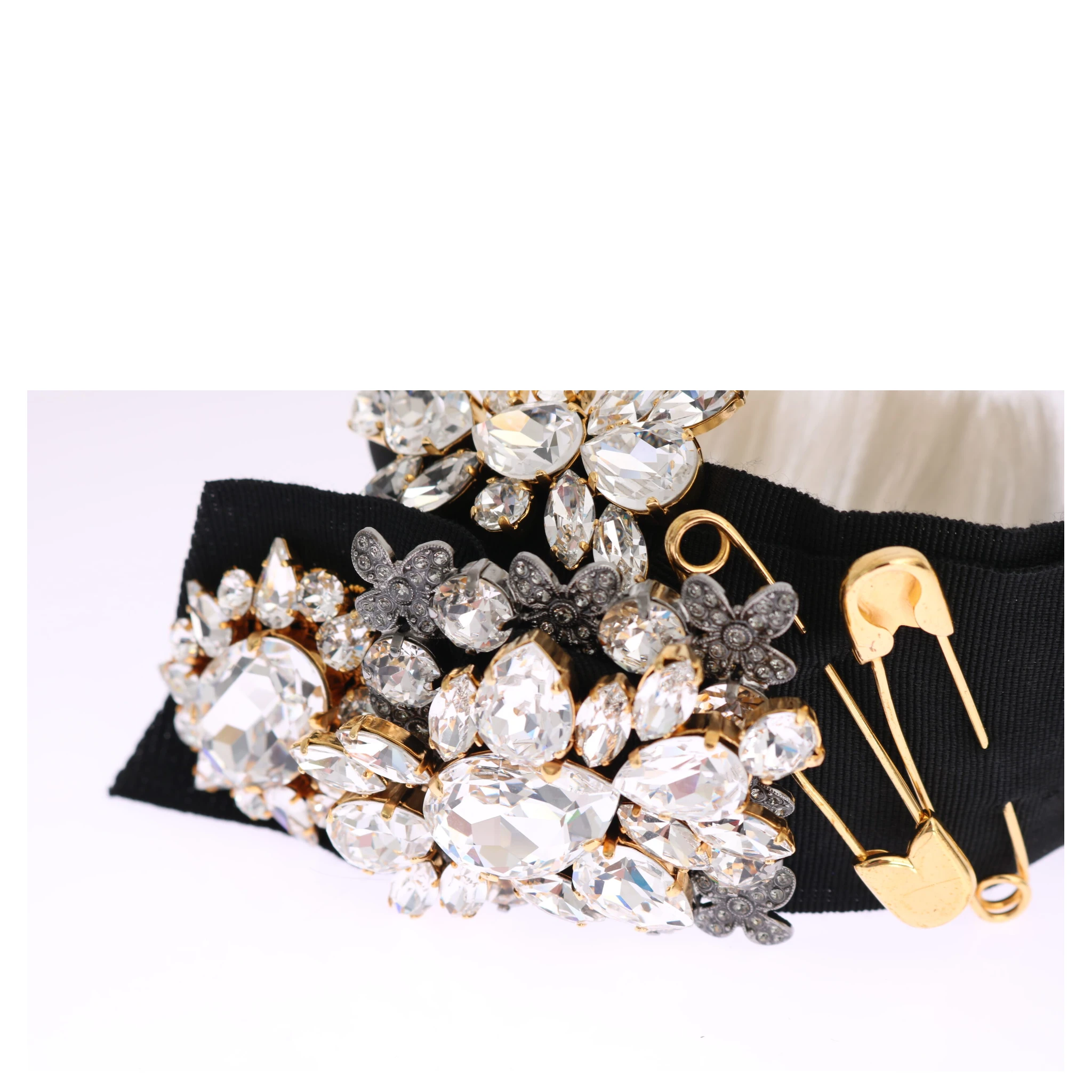 Black Crystal White Hair Parrucchiera Headband Diadem