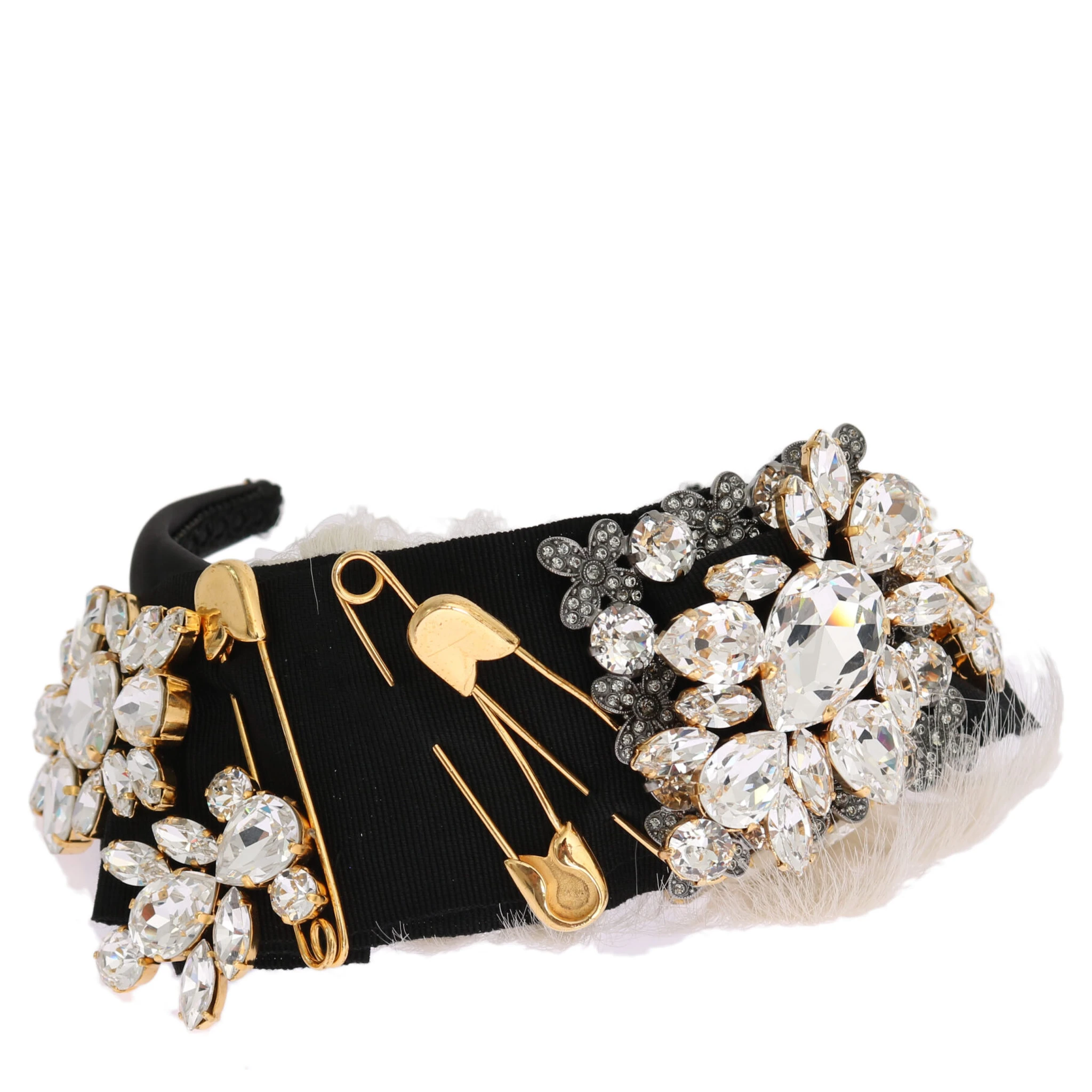 Black Crystal White Hair Parrucchiera Headband Diadem
