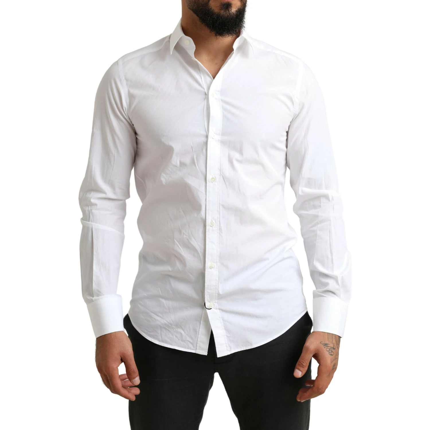 White MARTINI Cotton Dress Formal Shirt