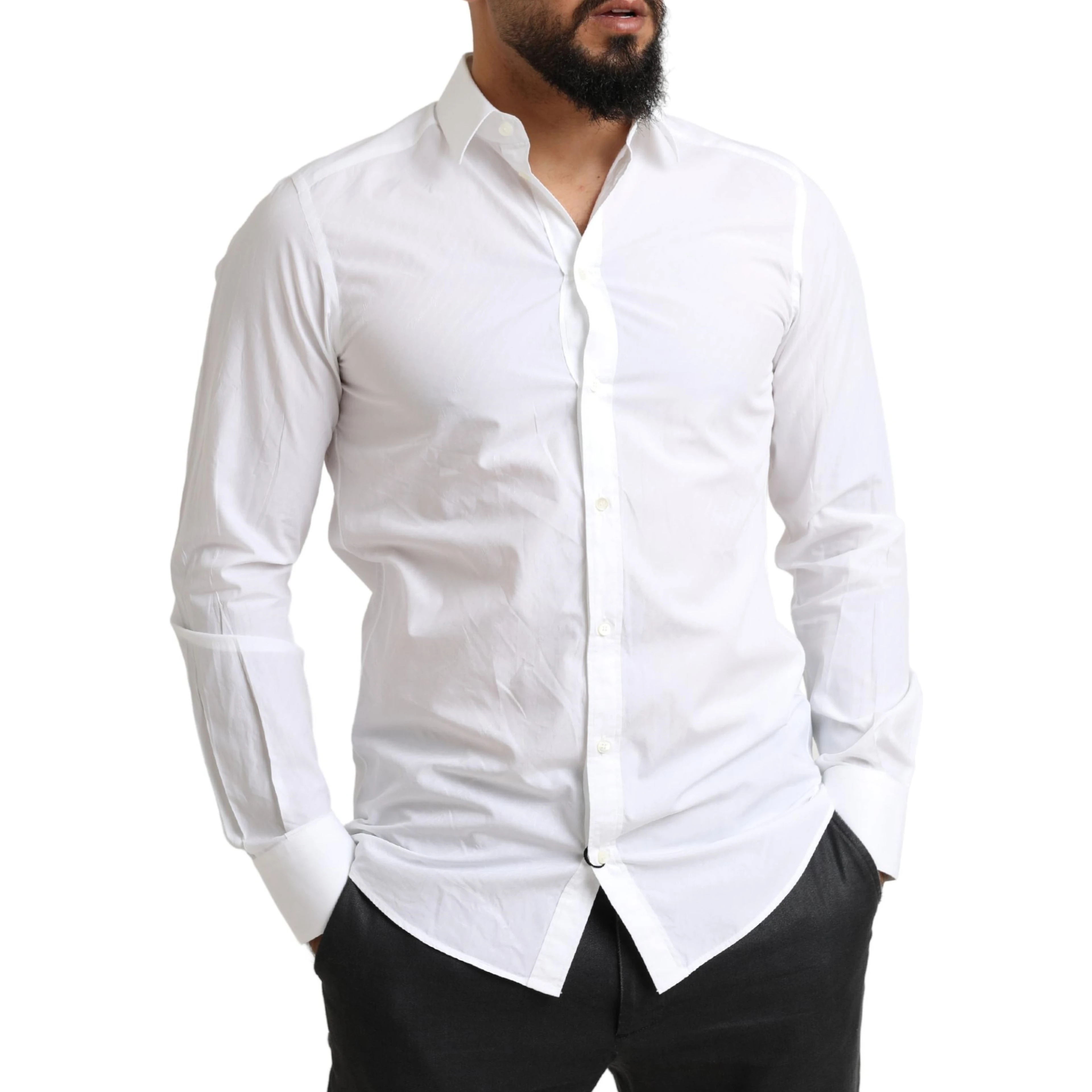 White MARTINI Cotton Dress Formal Shirt