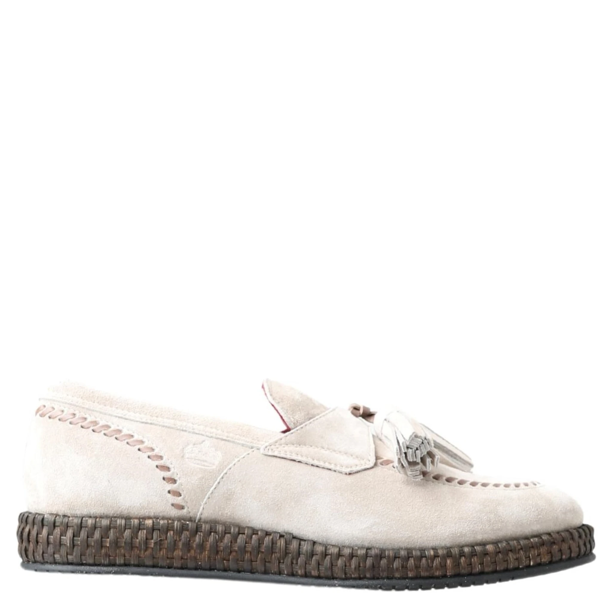 Ivory Suede Leather Men Espadrille Shoes