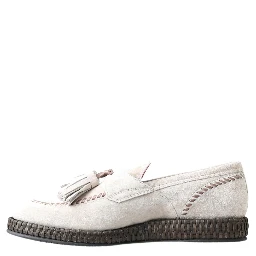 Ivory Suede Leather Men Espadrille Shoes
