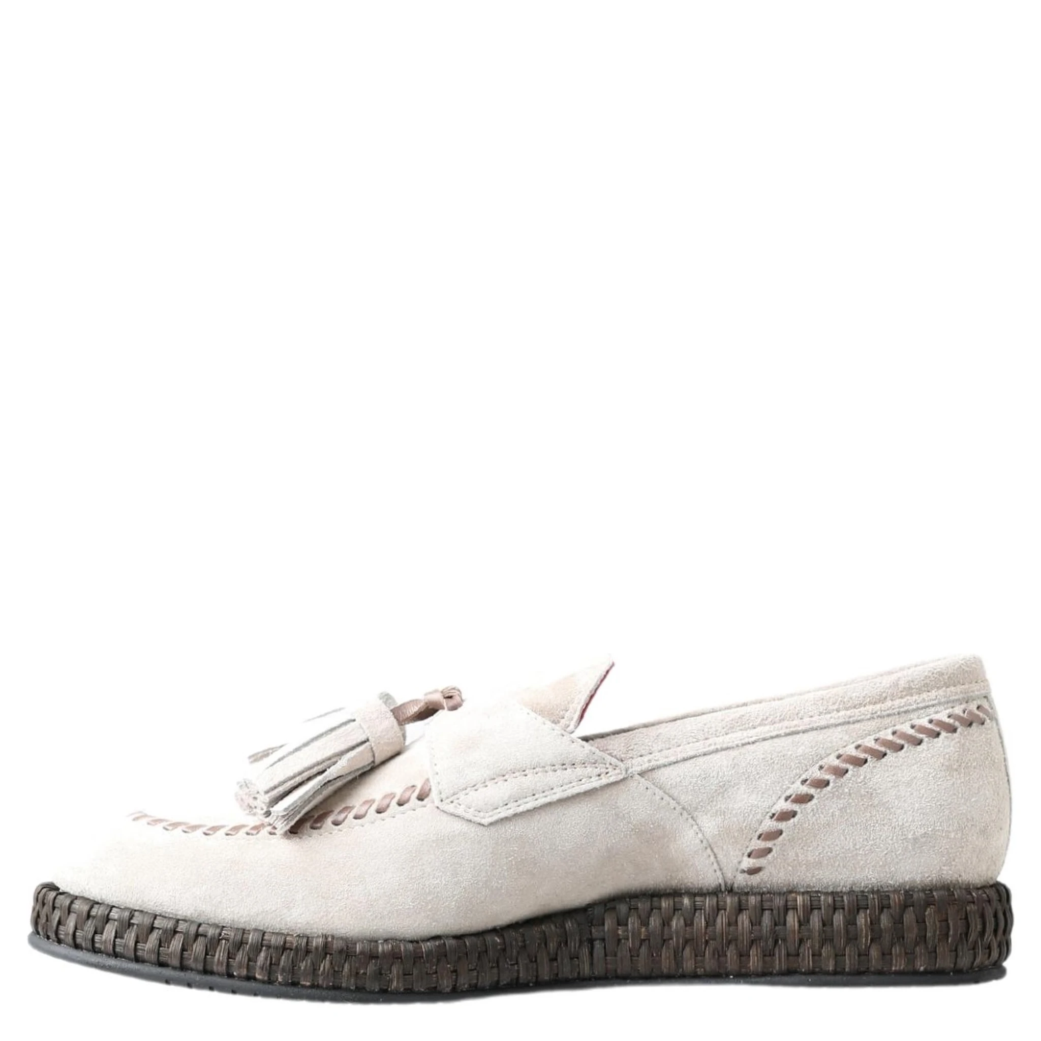 Ivory Suede Leather Men Espadrille Shoes
