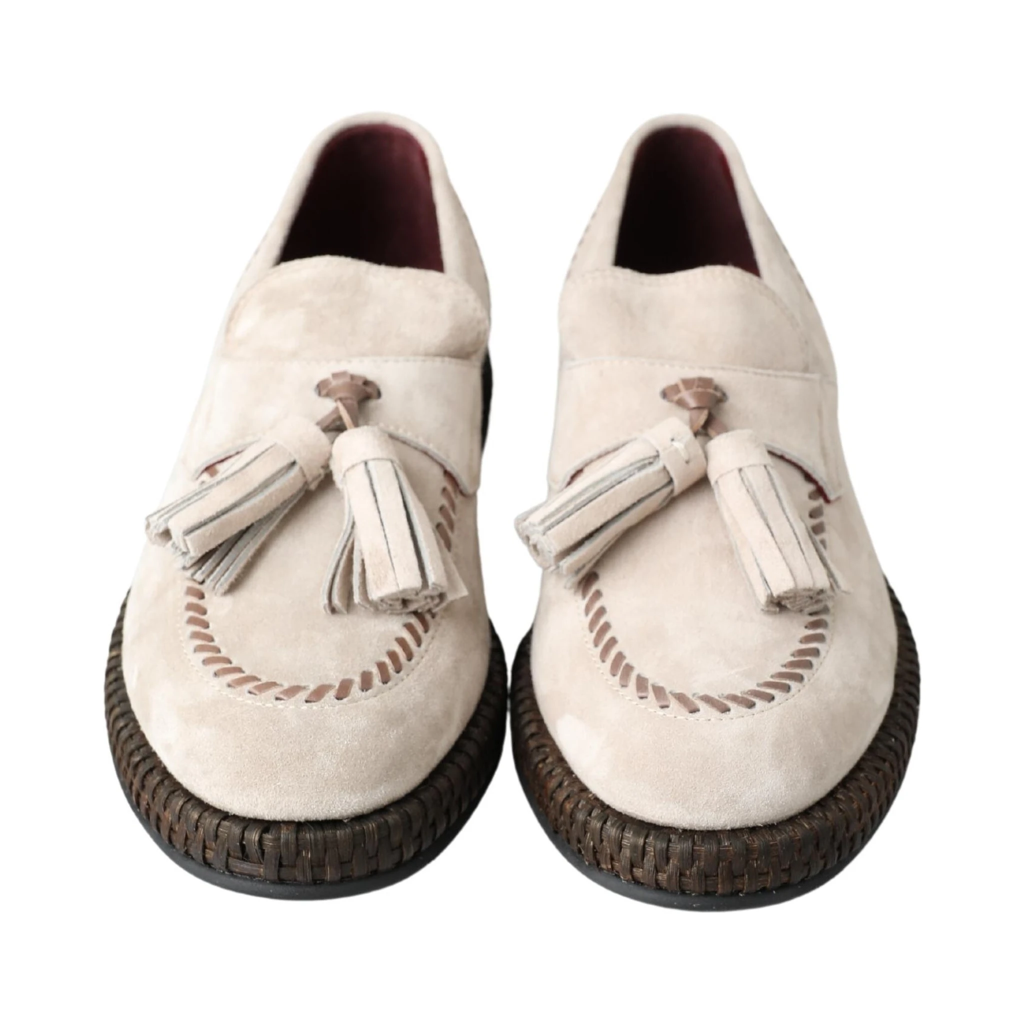 Ivory Suede Leather Men Espadrille Shoes