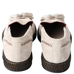 Ivory Suede Leather Men Espadrille Shoes