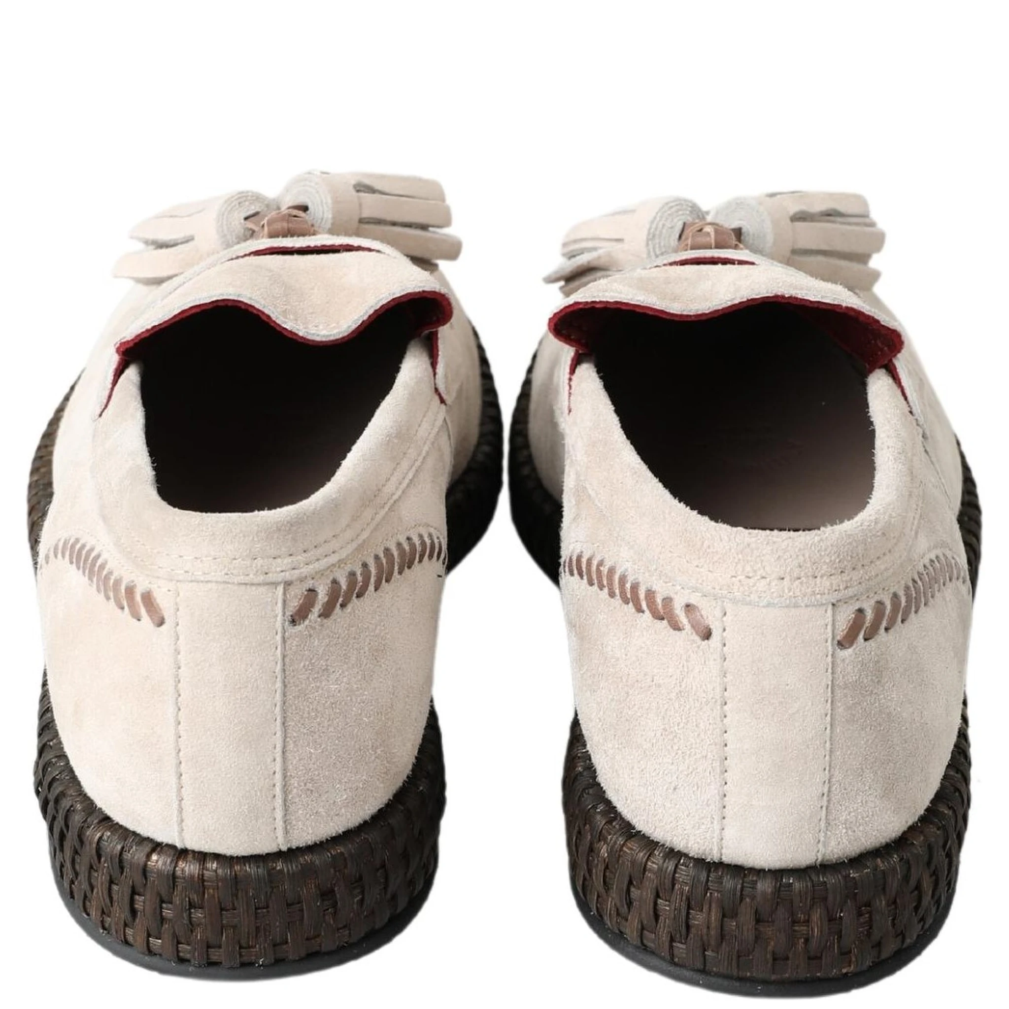 Ivory Suede Leather Men Espadrille Shoes