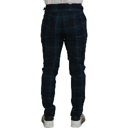 Blue Purple Plaid Wool Trousers Pants