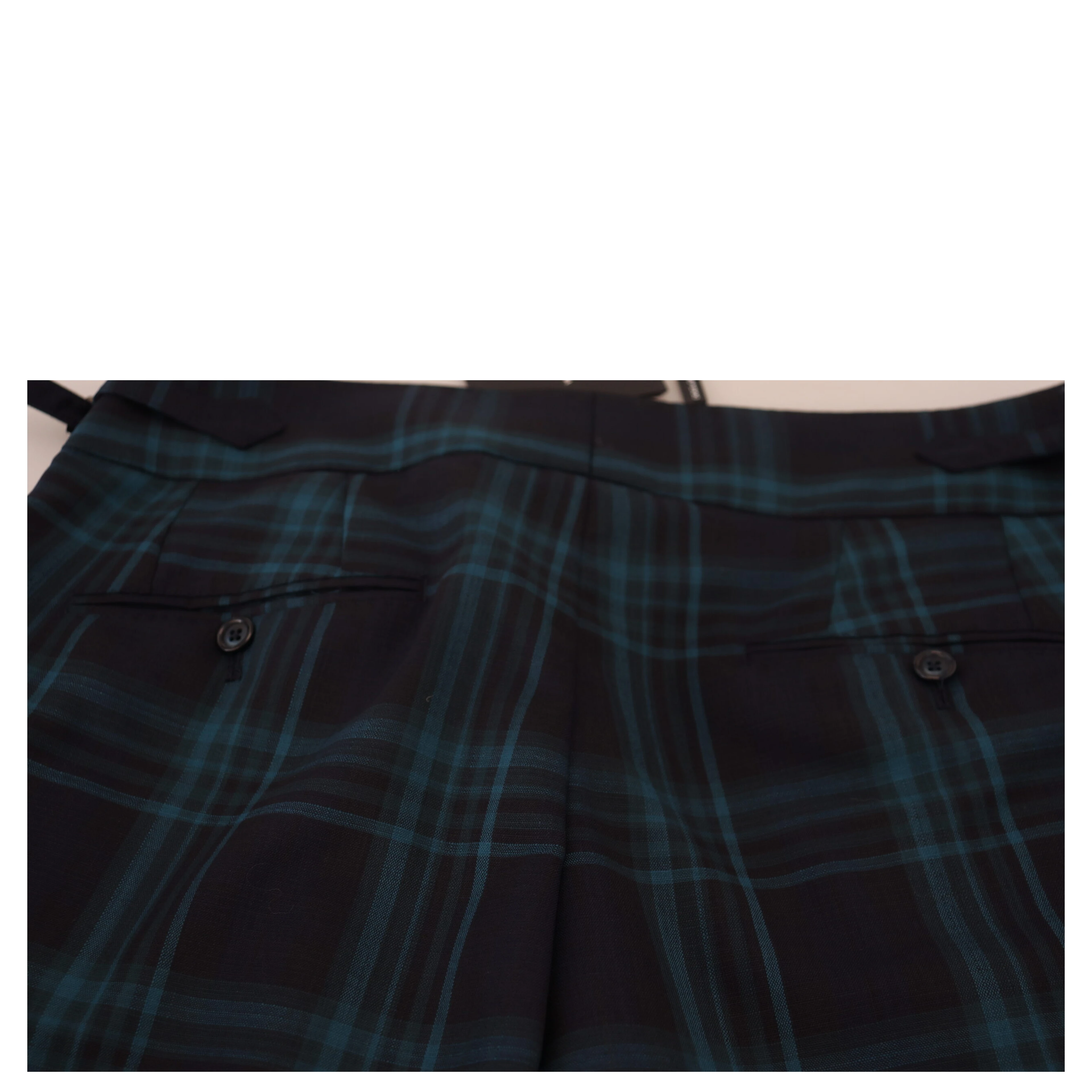 Blue Purple Plaid Wool Trousers Pants