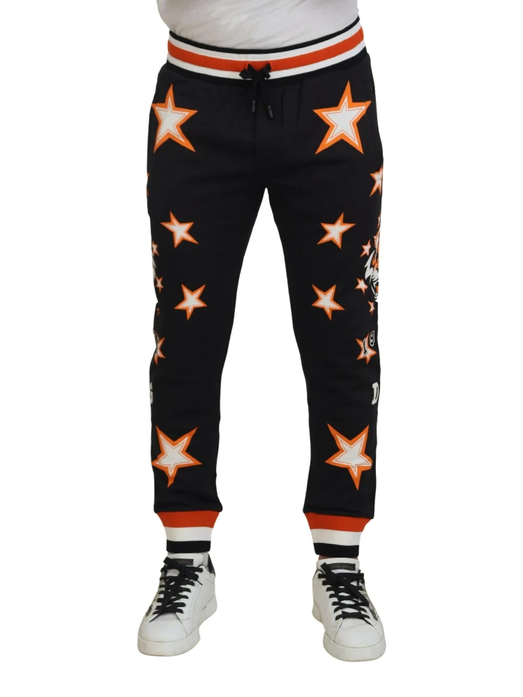 Black Orange Star Trousers Sport Pants