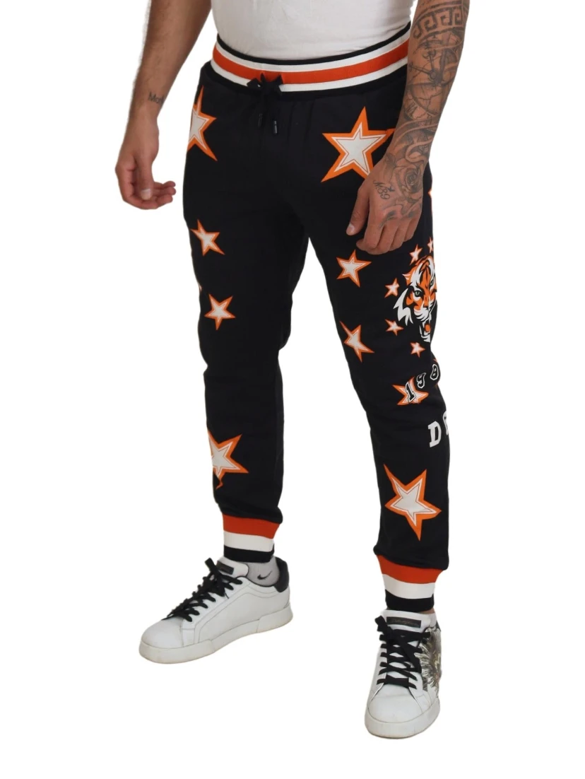 Black Orange Star Trousers Sport Pants