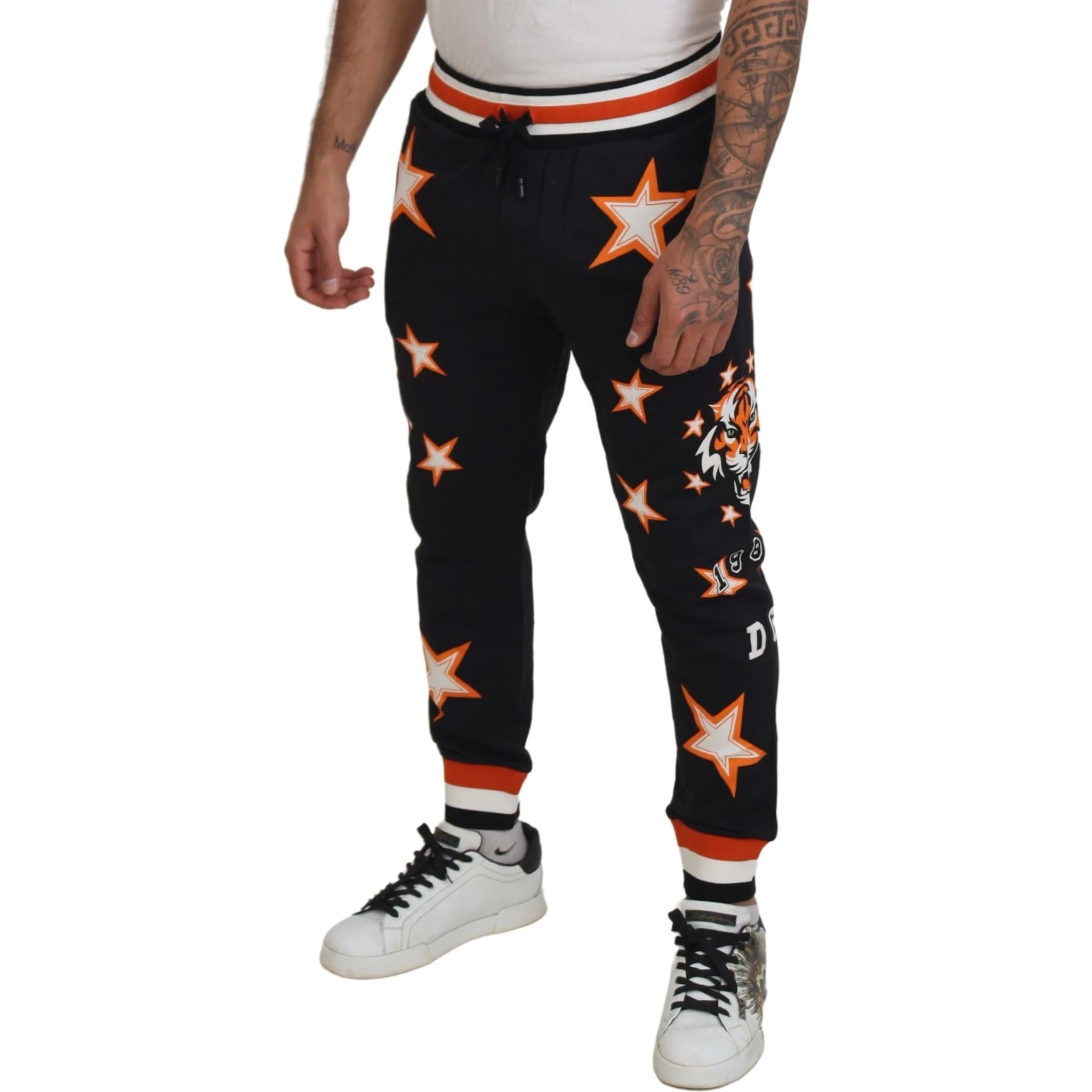 Black Orange Star Trousers Sport Pants
