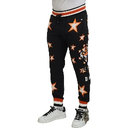 Black Orange Star Trousers Sport Pants