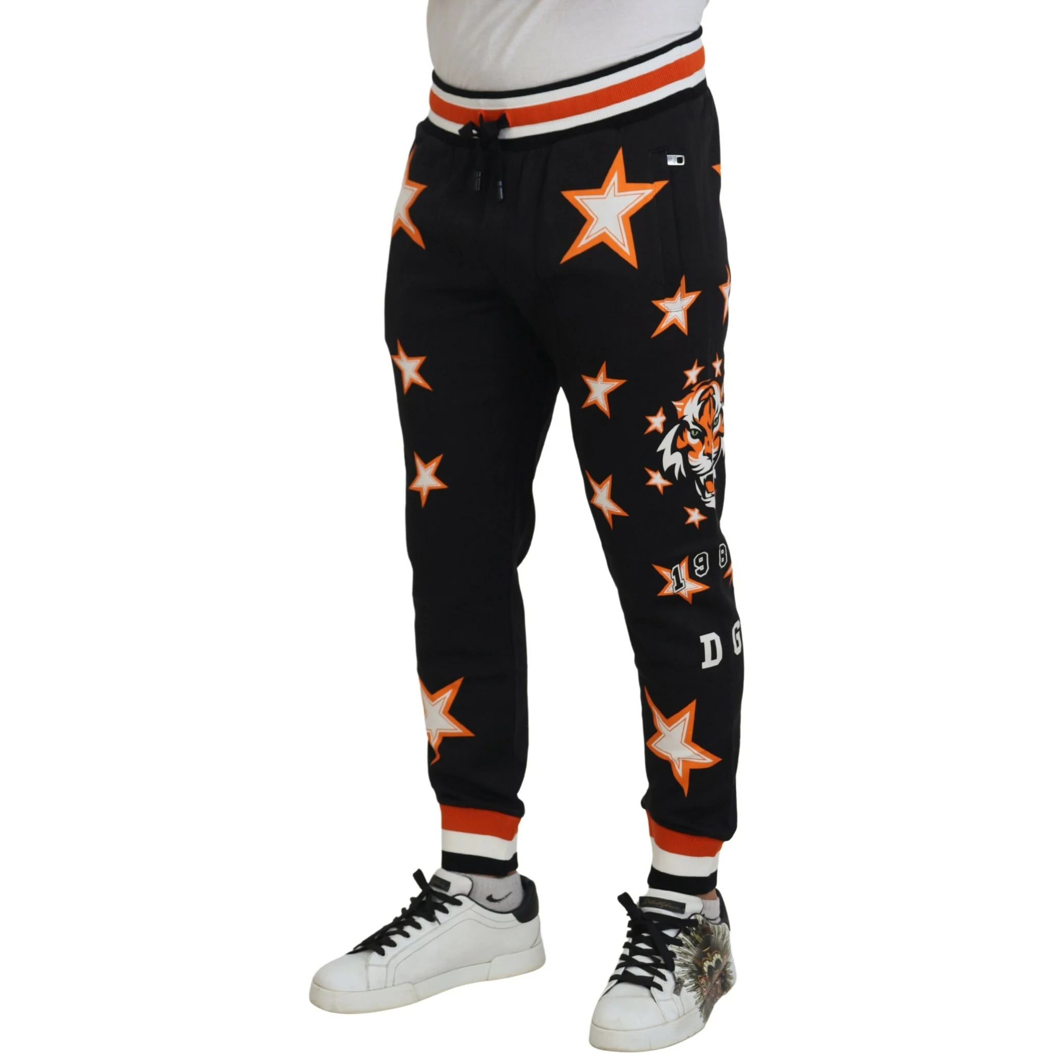 Black Orange Star Trousers Sport Pants