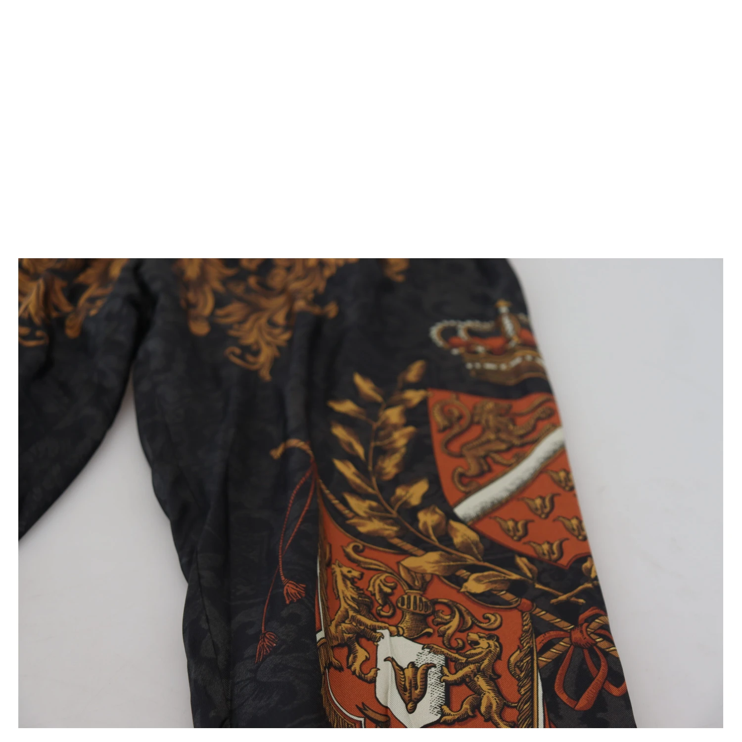 Gray Silk Baroque Crown Trousers Sport Pants
