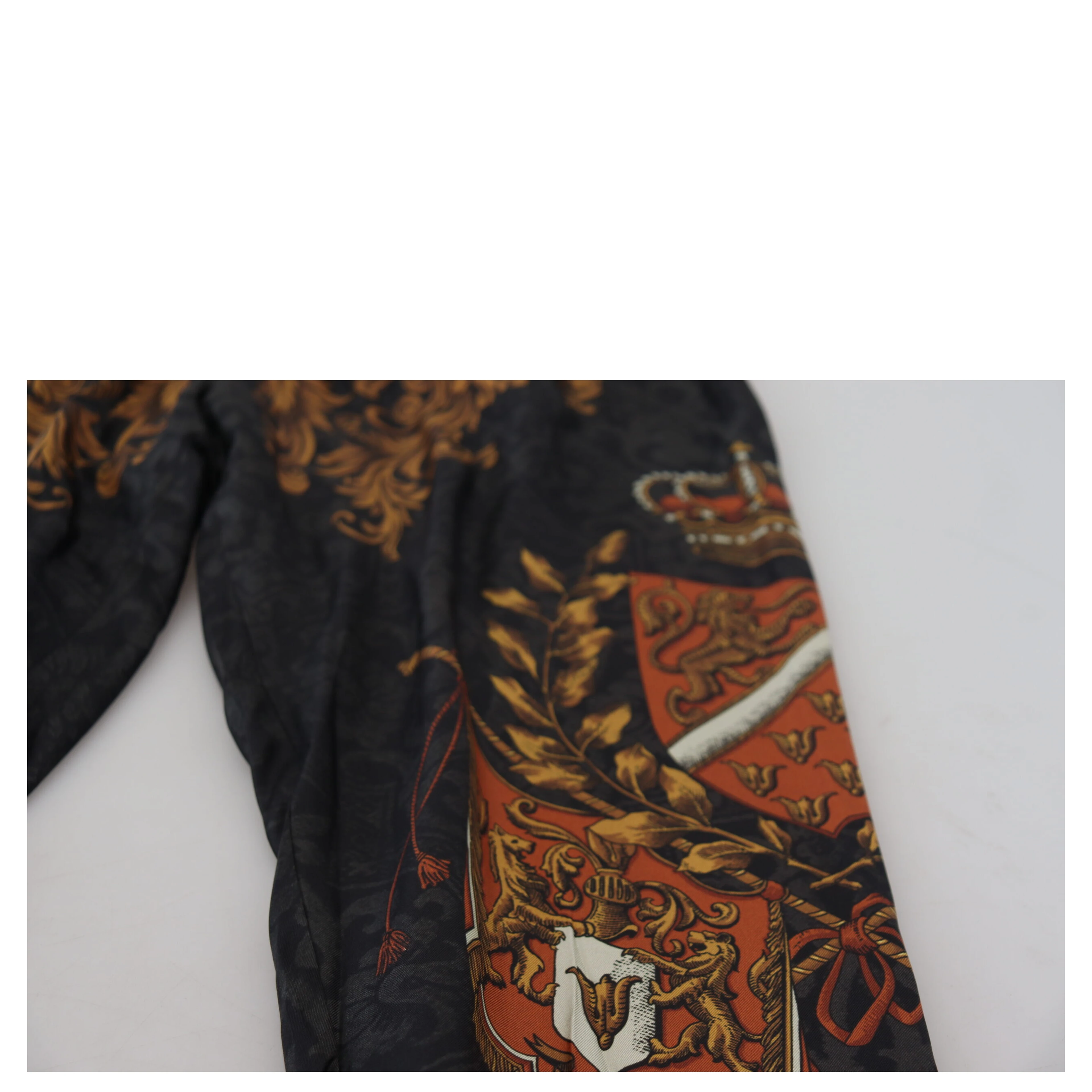Gray Silk Baroque Crown Trousers Sport Pants