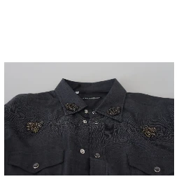 Blue Cotton Denim Crystal Bee Shirt