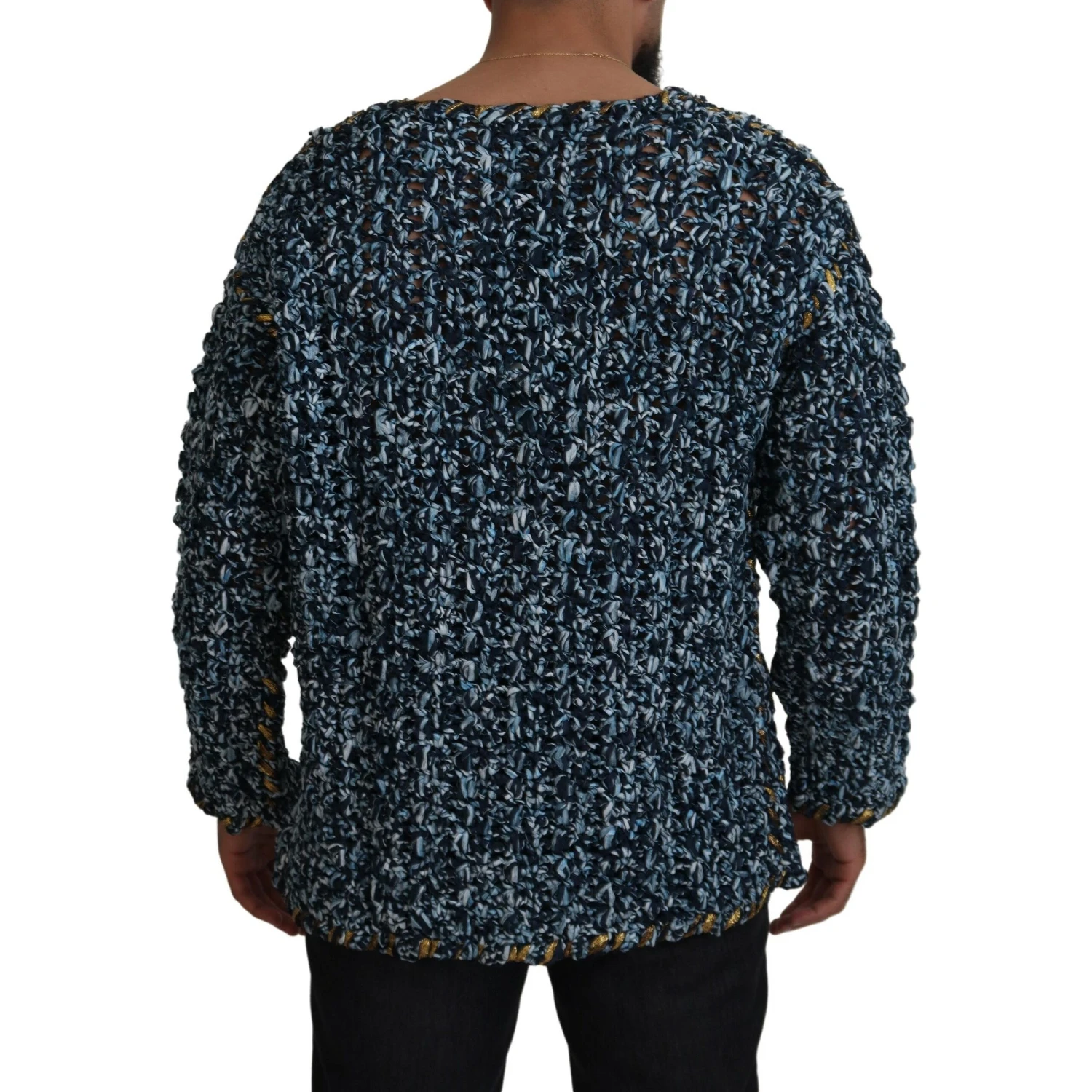 Blue Button Cardigan Fatto A Mano Sweater