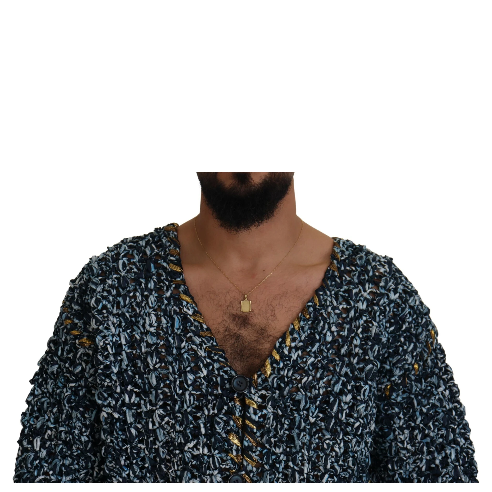 Blue Button Cardigan Fatto A Mano Sweater