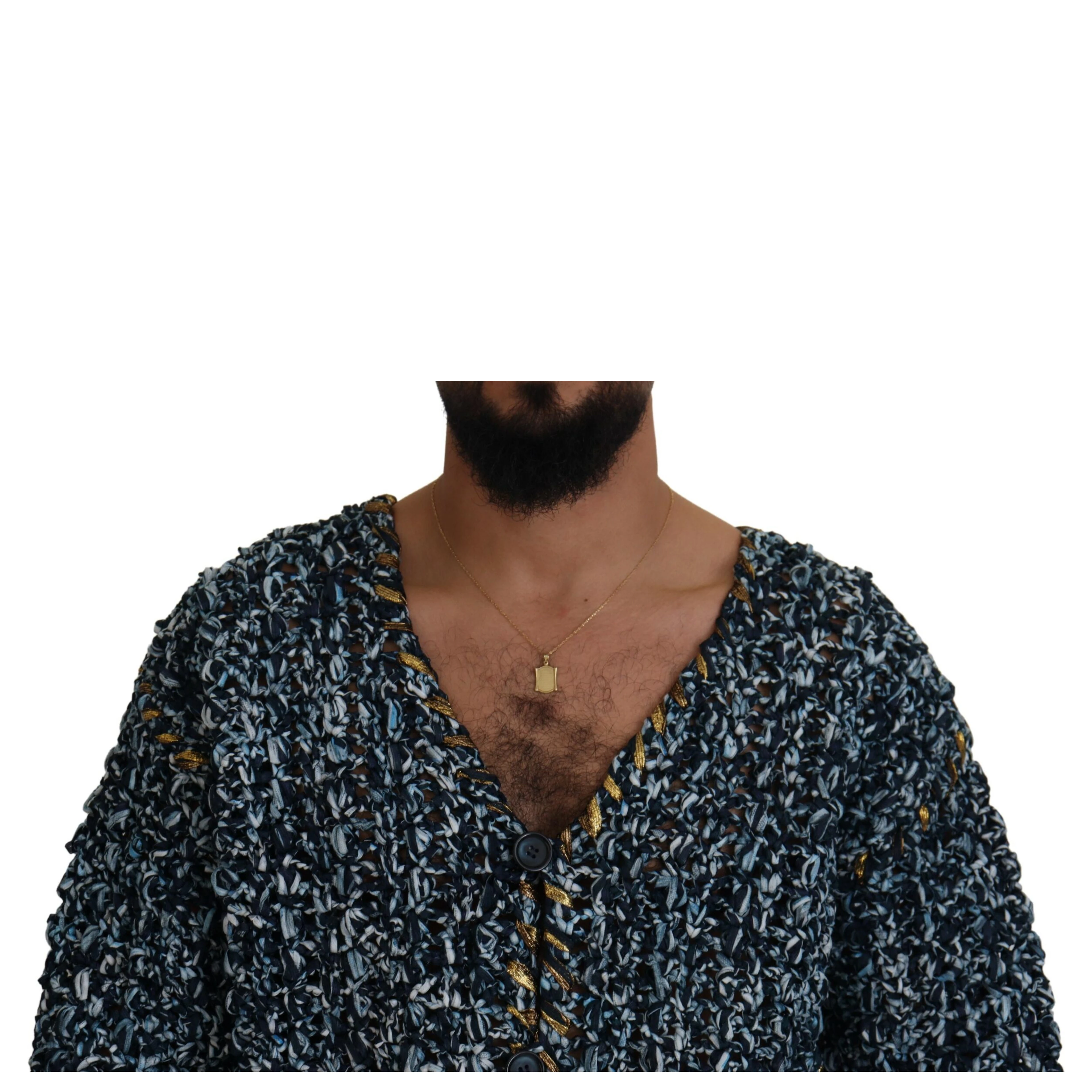 Blue Button Cardigan Fatto A Mano Sweater