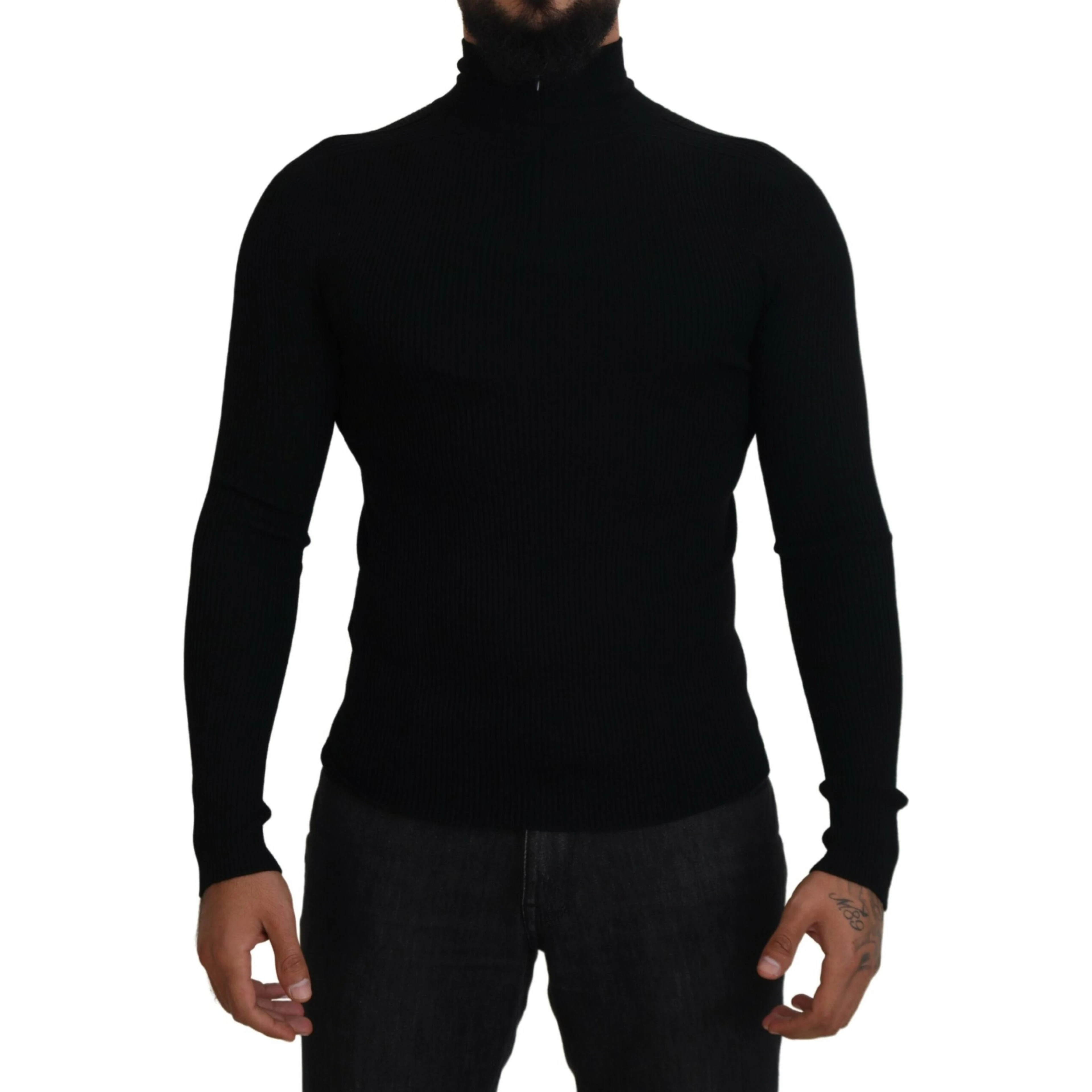Black Half Zip Turtleneck Pullover Sweater