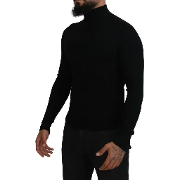 Black Half Zip Turtleneck Pullover Sweater