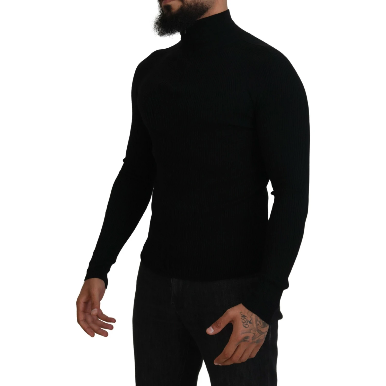 Black Half Zip Turtleneck Pullover Sweater